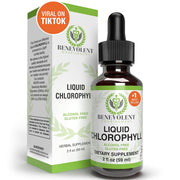 Benevolent Chlorophyll Liquid Drops – Organic Detox & Immune Support Internal Deodorizer & Skin Health Supplement Non-GMO 4 Month Supply Natural Mint Flavor